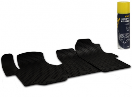 Auto Moto - Set Covorase Auto Cauciuc Umbrella Pentru Volkswagen Crafter (2017-) Mann Tge (2017-) – 3 Pcs + Spray Curatitor Bord Antistatic Cu Spuma Activa (Lamaie) 220 Ml Mannol