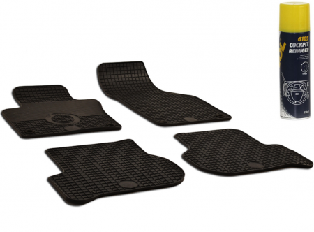 Auto Moto - Set Covorase Auto Cauciuc Umbrella Pentru Volkswagen Golf Plus (2004-2008).(2008-2014) + Spray Curatitor Bord Antistatic Cu Spuma Activa (Lamaie) 220 Ml Mannol