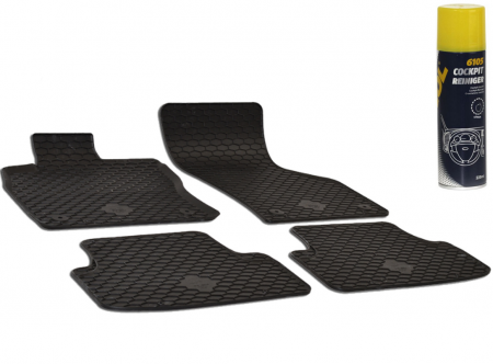 Auto Moto - Set Covorase Auto Cauciuc Umbrella Pentru Volkswagen Golf VII (2012-2019), Golf VIII (2020-), Audi A3 (2012-2020),(2020-) Seat Leon (2012-2019) + Spray Curatitor Bord Antistatic Cu Spuma Activa (Lamaie) 220 Ml Mannol