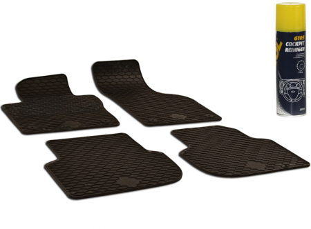 Auto Moto - Set Covorase Auto Cauciuc Umbrella Pentru Volkswagen Jetta (2011-2019) + Spray Curatitor Bord Antistatic Cu Spuma Activa (Lamaie) 220 Ml Mannol