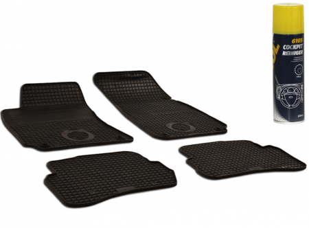 Auto Moto - Set Covorase Auto Cauciuc Umbrella Pentru Volkswagen Passat (1997-2004) + Spray Curatitor Bord Antistatic Cu Spuma Activa (Lamaie) 220 Ml Mannol