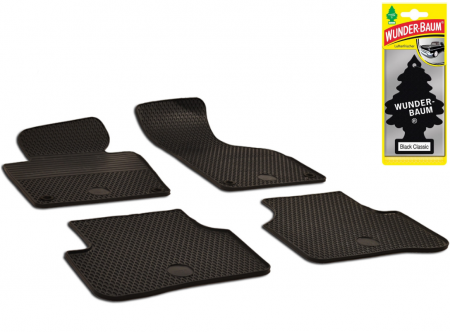 Auto Moto - Set Covorase Auto Cauciuc Umbrella Pentru Volkswagen Passat B6 (2005-2010).B7 (2011-2014). Cc (2008-2017) + Odorizant Auto Bradut Wunder-Baum Black Ice