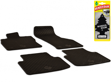 Auto Moto - Set Covorase Auto Cauciuc Umbrella Pentru Volkswagen Passat B8 (2014-) + Odorizant Auto Bradut Wunder-Baum Black Ice