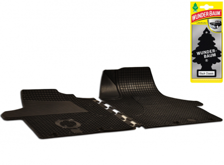 Auto Moto - Set Covorase Auto Cauciuc Umbrella Pentru Volkswagen T5 (2003-2010) – 2Pcs + Odorizant Auto Bradut Wunder-Baum Black Ice