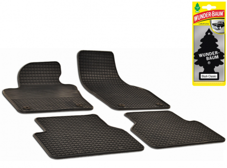 Auto Moto - Set Covorase Auto Cauciuc Umbrella Pentru Volkswagen Tiguan (2007-2016) + Odorizant Auto Bradut Wunder-Baum Black Ice