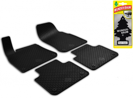 Auto Moto - Set Covorase Auto Cauciuc Umbrella Pentru Volkswagen Touareg (Inclusiv Hybrid) (2018-). Porsche Cayenne (2018-) + Odorizant Auto Bradut Wunder-Baum Black Ice