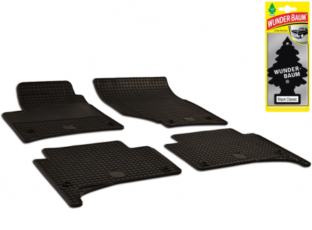 Auto Moto - Set Covorase Auto Cauciuc Umbrella Pentru Volskwagen Touareg (2003-2009) Porsche Cayenne (2003-2009) + Odorizant Auto Bradut Wunder-Baum Black Ice