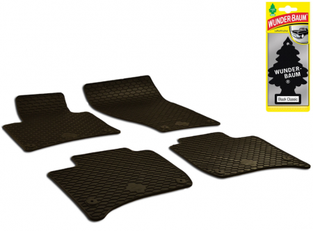 Auto Moto - Set Covorase Auto Cauciuc Umbrella Pentru Volskwagen Touareg (2010-2018) Porsche Cayenne (2010-2017) + Odorizant Auto Bradut Wunder-Baum Black Ice