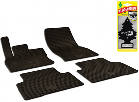 Auto Moto - Set Covorase Auto Cauciuc Umbrella Pentru Vw Touran (2015-).Tiguan (2016-) + Odorizant Auto Bradut Wunder-Baum Black Ice