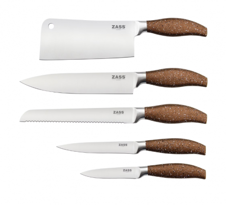 Set cutite 8 piese cu foarfeca, dispozitiv de ascutit si suport acrilic cu baza rotativa, Zass Gourmet ZG-KS 05 [2]