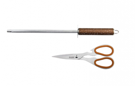 Set cutite 8 piese cu foarfeca, dispozitiv de ascutit si suport acrilic cu baza rotativa, Zass Gourmet ZG-KS 05 [3]