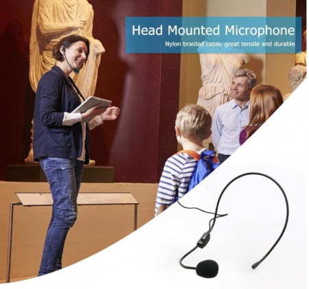 Set de 2 microfone cu căști HUACAM, braț flexibil cu fir pentru amplificator de voce [3]