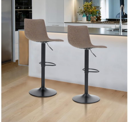 Set de 2 scaune de bar Best Villa, cu înălțime reglabilă, din piele artificială, până la 136 kg [5]