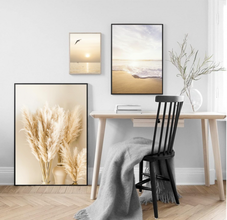 Set de 3 postere SWECOMZE fara rama pentru sufragerie/dormitor, (30 x 40 cm), bej [1]