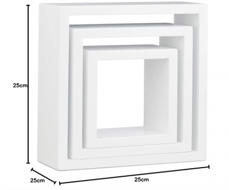 Set de 3 rafturi de perete Relaxdays Cube, Alb, 25 x 25 x 25 cm [3]
