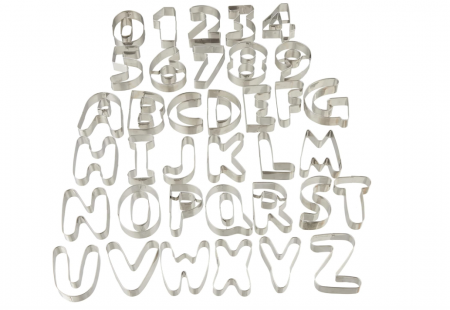 Set de 36 de forme pentru prajituri Relaxdays, cu litere și cifre, oțel inoxidabil [0]