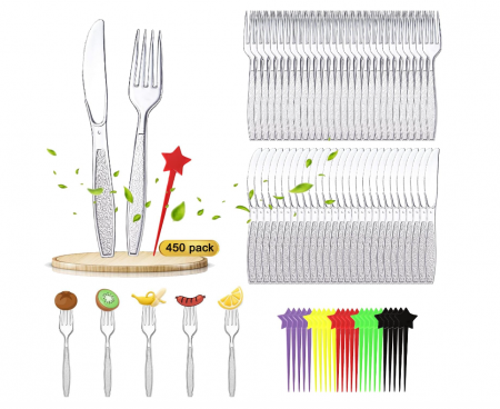 TOATE PRODUSELE - Set de 400 tacâmuri din plastic, furculițe si cuțite