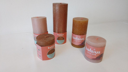 Set de 5 lumanari rustice tip bloc Bolsius Rustic Pillar, Cozy Coppers, fara parfum [2]