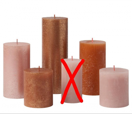 Set de 5 lumanari rustice tip bloc Bolsius Rustic Pillar, Cozy Coppers, fara parfum [1]