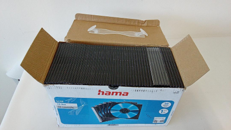 Set de 50 Carcase pentru CD/DVD Hama Slim, Transparent/Negru [1]