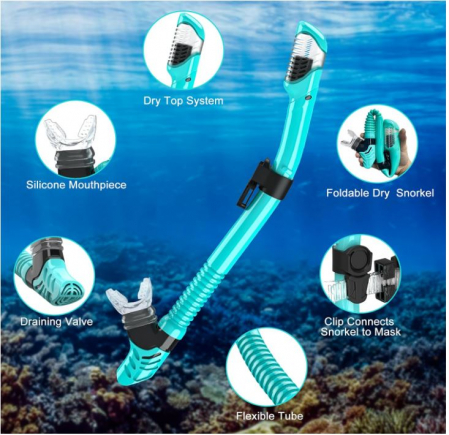 Set de scufundari pentru adulti JEMULICE, ochelari + tub snorkeling, albastru [7]