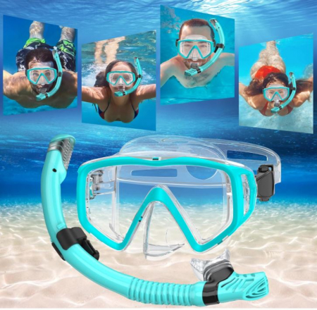 Set de scufundari pentru adulti JEMULICE, ochelari + tub snorkeling, albastru [8]