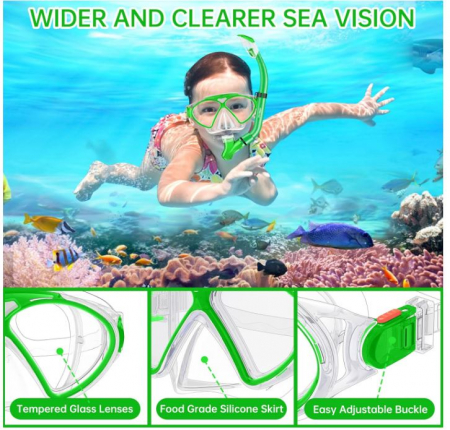 Set de scufundari pentru copii JEMULICE, masca + tub snorkeling [7]