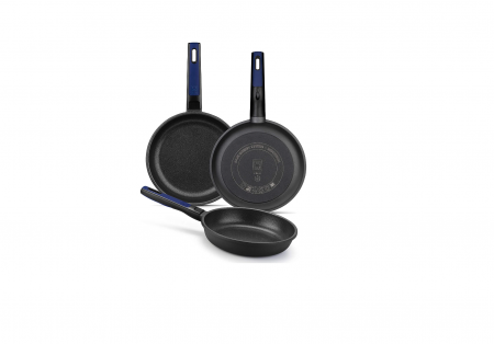 Set de tigăi BRA, aluminiu și bachelit, negru, 18 cm, pachet de 3 [0]