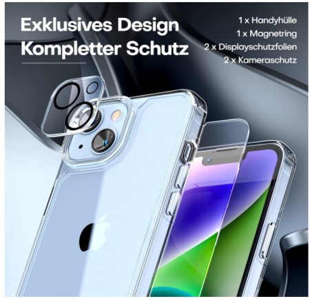 Set husa + 2x folii protectie sticla securizata + 2x protectie lentile camera TAURI pentru iPhone 14 Plus [3]