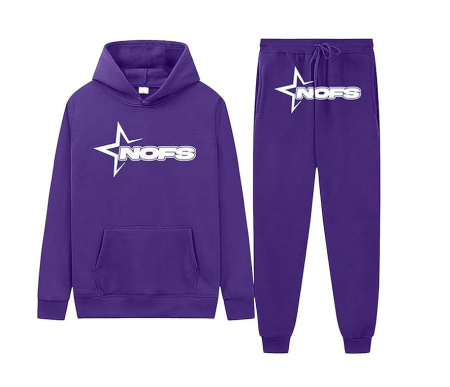 Set imbracaminte casual pentru barbati NOFS, hanorac & pantaloni, violet, M [0]