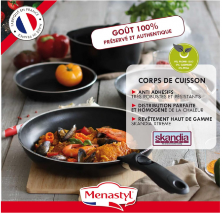 Set MENASTYL de 2 tigăi 24/28 cm + 3 cratițe 16/18/20 cm + 3 capace 20/24/28 cm + 1 mâner detașabil [5]