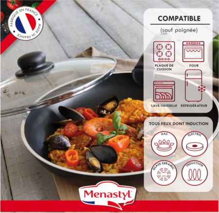 Set MENASTYL de 2 tigăi 24/28 cm + 3 cratițe 16/18/20 cm + 3 capace 20/24/28 cm + 1 mâner detașabil [7]