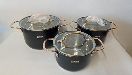 Set oale inox cu capac 6 piese Zass Gourmet ZG-SCS 01, culoare Negru [3]