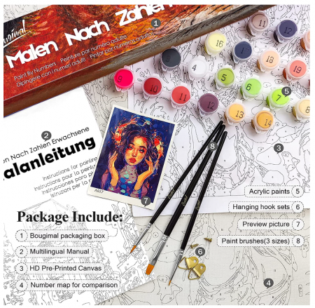 Set pictura pe numere, Vacuta cu flori 40x50 cm [5]