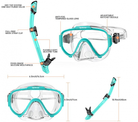 Set scufundari Arlierss, masca panoramica + tub snorkeling [6]