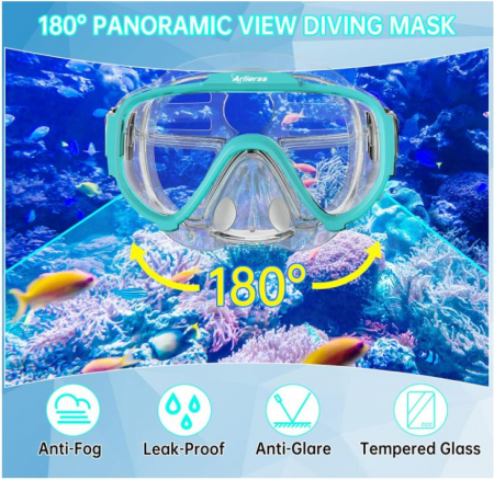 Set scufundari Arlierss, masca panoramica + tub snorkeling [5]