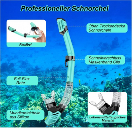 Set snorkeling Fuqiduo pentru adulți cu ochelari anti-aburire si tub [6]