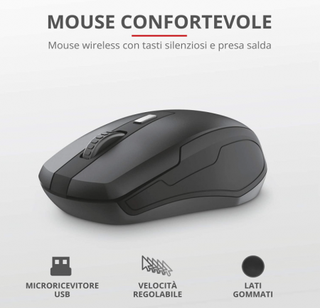 Set tastatură și mouse fără fir Trust Ymo pentru Windows/Linux, Silențios, PC/Laptop, Negru [4]