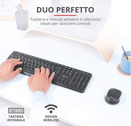 Set tastatură și mouse fără fir Trust Ymo pentru Windows/Linux, Silențios, PC/Laptop, Negru [1]