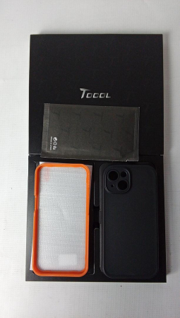 Set TOCOL 2 în 1 pentru iPhone 15, folie de protecție din sticla pentru ecran + Husă de protectie, negru mat [1]