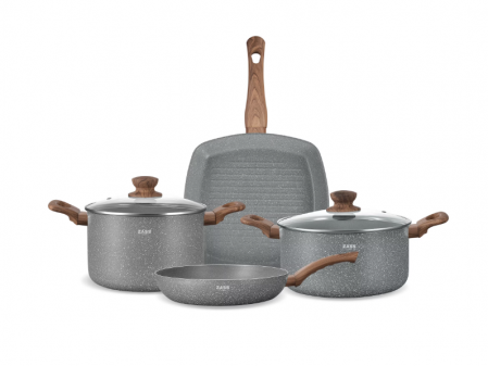 Produse RESIGILATE Zass, Sero si Trisa - Set vase marmorate, antiaderente din aluminiu turnat sub presiune 6 piese Zass Gourmet Wunsiedel ZG-ACS 05