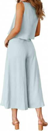 Set vestimentar damă FANCYINN din două piese, bluza si pantaloni, mărimea XL, albastru [2]