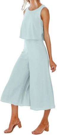 Set vestimentar damă FANCYINN din două piese, bluza si pantaloni, mărimea XL, albastru [3]