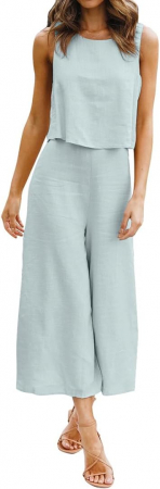 Set vestimentar damă FANCYINN din două piese, bluza si pantaloni, mărimea XL, albastru [1]