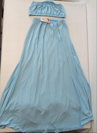 Set vestimentar damă IWEMEK din două piese, top bandeau și fustă lungă, mărimea S, albastru [1]