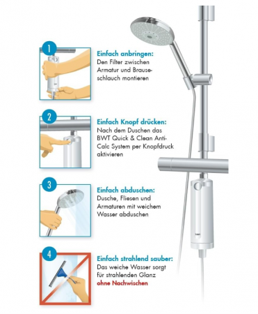 Sistem de filtrare anticalcar BWT Quick & Clean cu 1 cartuș filtrant, Filtru de duș [1]