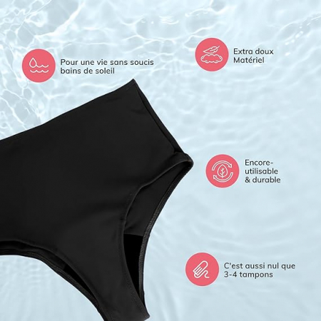Slip de baie menstrual pentru femei MYLILY, Bikini negru, M [4]