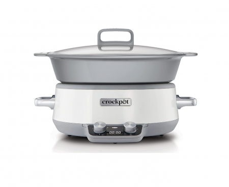 Electrocasnice & Climatizare - Slow cooker Crockpot, digital, vas compatibil cu foc și inducție, 6L, Oțel inoxidabil, alb [CSC027X]