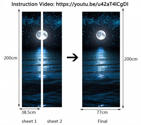 SOOOEC Autocolant adeziv fotografic PVC 77 X 200 cm (lună și stele) [2]