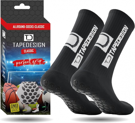 Incaltaminte barbati - Sosete de fotbal antiderapante Tapedesign Allround Classic, cu grip, negru, One Size